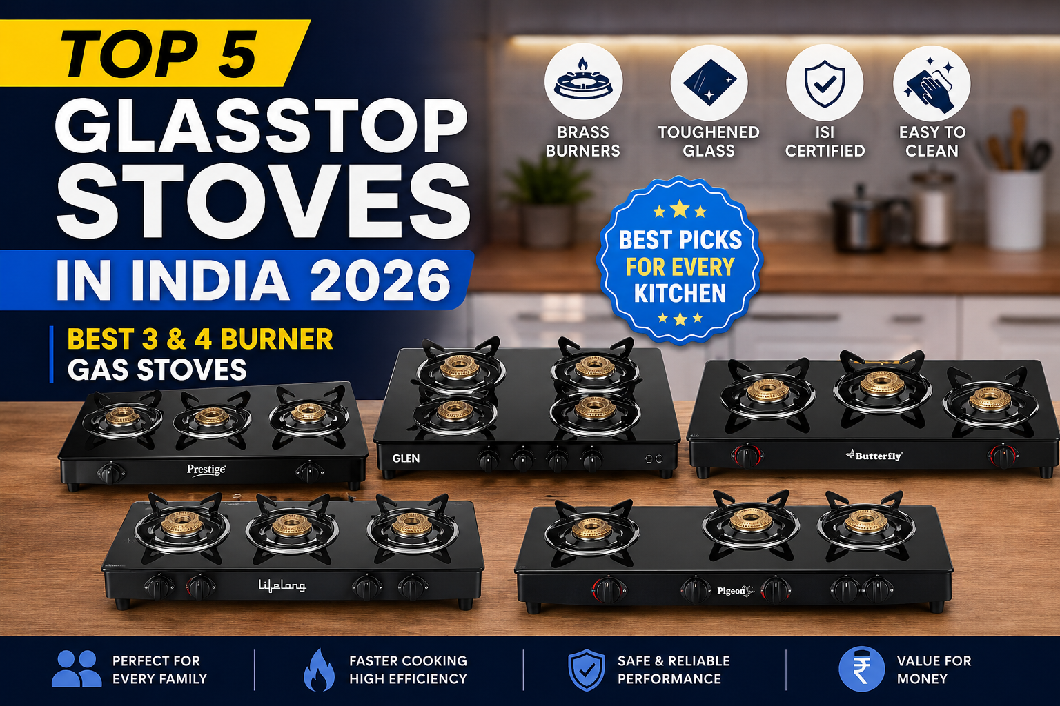 Top 5 Best Glass Top Gas Stoves in India 2026